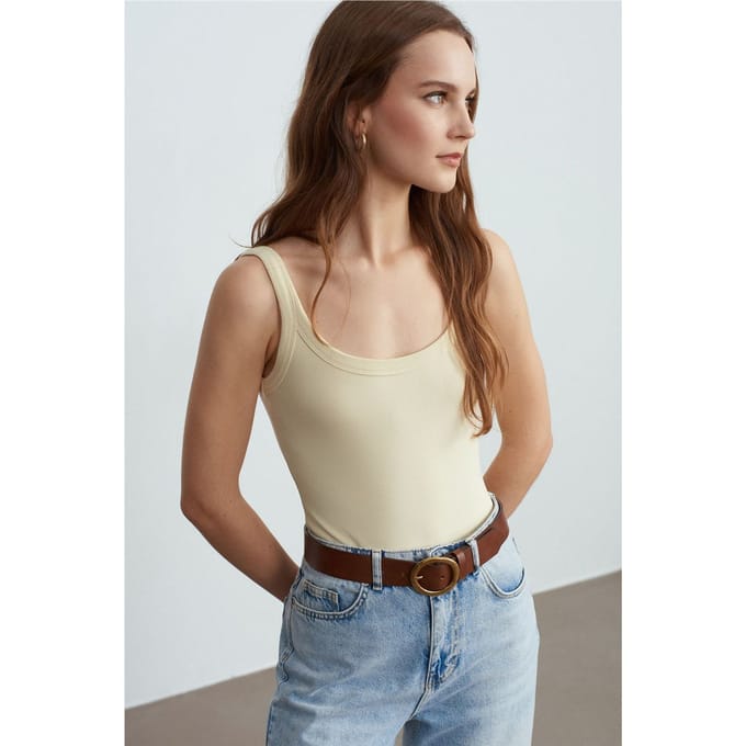 Mouwloze Geribbelde Katoenmix Romper