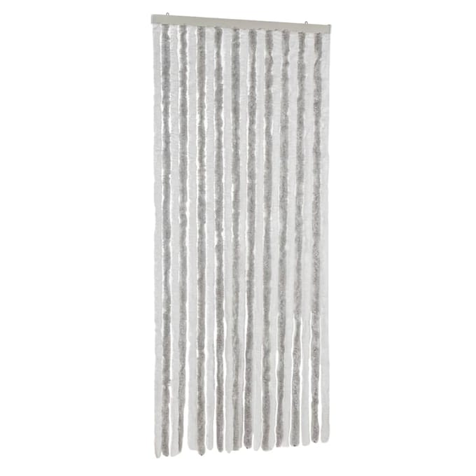 vidaXL - Vliegengordijn - 90x200 - cm - chenille - lichtgrijs - en - wit