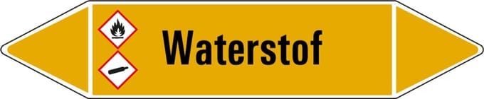 Waterstof leidingmarkering op vel 126 x 26 mm - 5 per vel