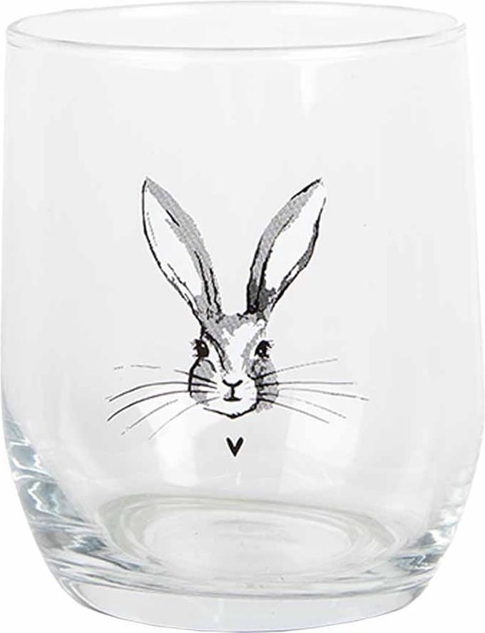 Clayre & Eef Waterglas 300 ml Transparant Glas Konijn