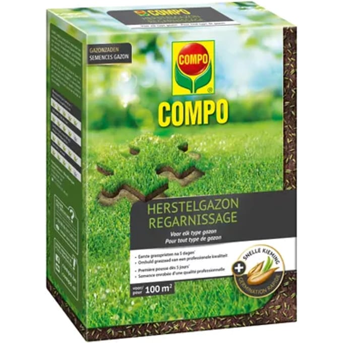 COMPO Gazonzaad Herstelgazon - voor eenvoudig herstel van beschadigde gazons - snelle kieming - doos 2 kg (100 m²)