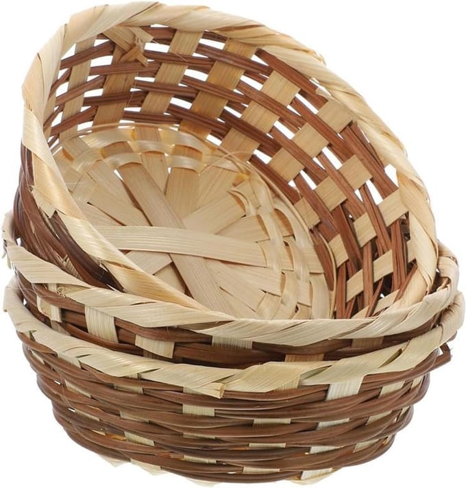 Fruitmand Set - Rieten Kom - Brood Serveren - Duurzaam Bamboe - Set van 3 - Naturel