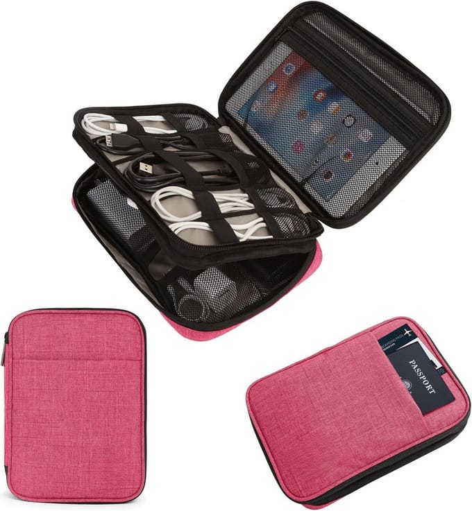 Janse® Electronica etui roze - Tech pouch - Tas organizer - Opbergtas - Kabeltas - Bag in bag - Kabel organizer - Cable management - Cable organizer
