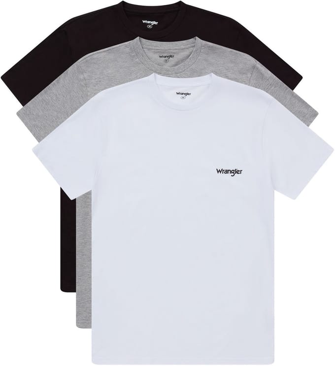 Wrangler - Men's T-shirts - Marston - Black/Grey/White - 3-pack - M