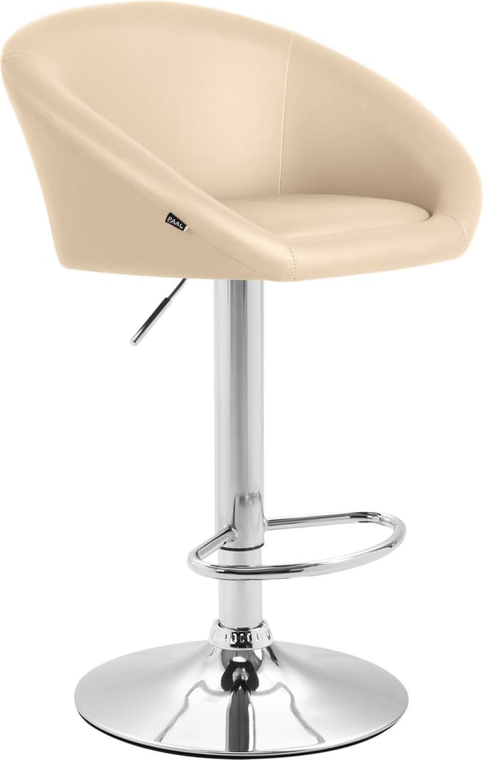 CLP Miami Barkruk - Kunstleer creme/chroom