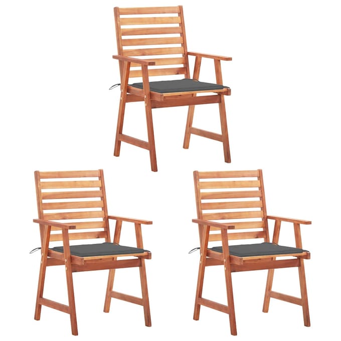 vidaXL - Tuinstoelen - 3 - st - met - kussens - massief - acaciahout