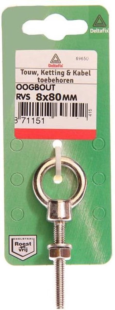 Oogbout 8x80mm RVS - Deltafix