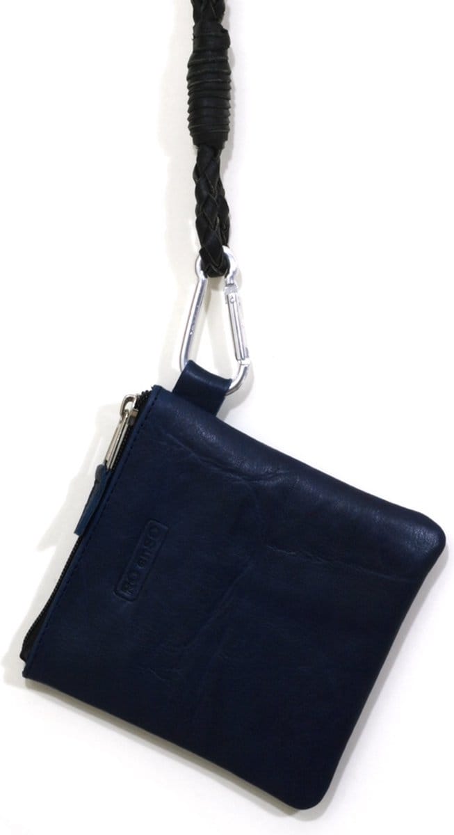 RO enSO leren Keycord bag nektas - blauw 13x13