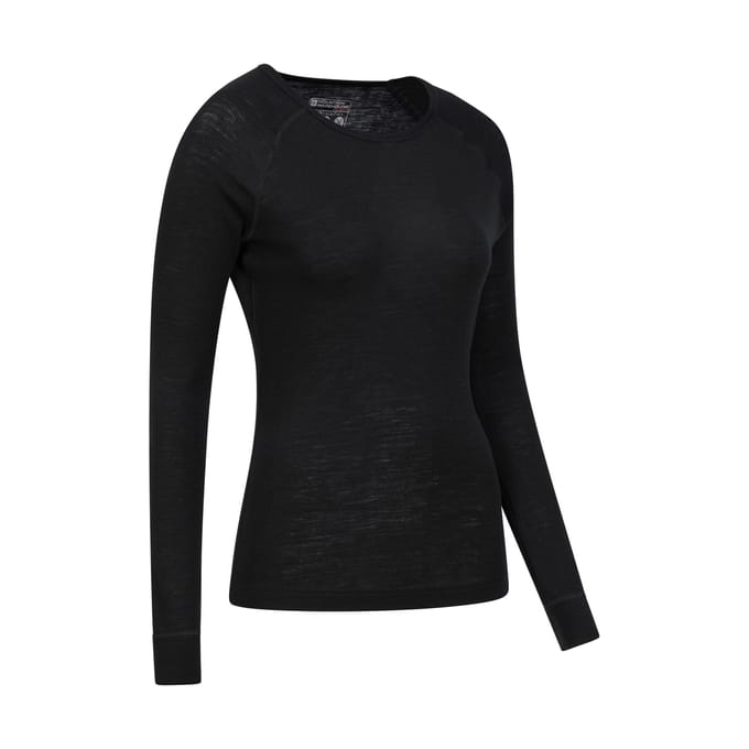 Mountain Warehouse Dames/Dames Merino Wol Ronde Hals Base Layer Top (Set van 2) (Zwart)