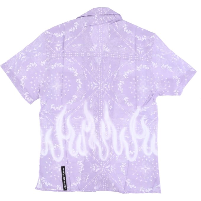 Heren overhemd met korte mouwen Spray Flames Bandana overhemd Lila