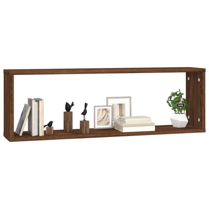 vidaXL - Wandschappen - kubus - 4 - st - 80x15x26,5 - cm - hout - bruin - eikenkleur