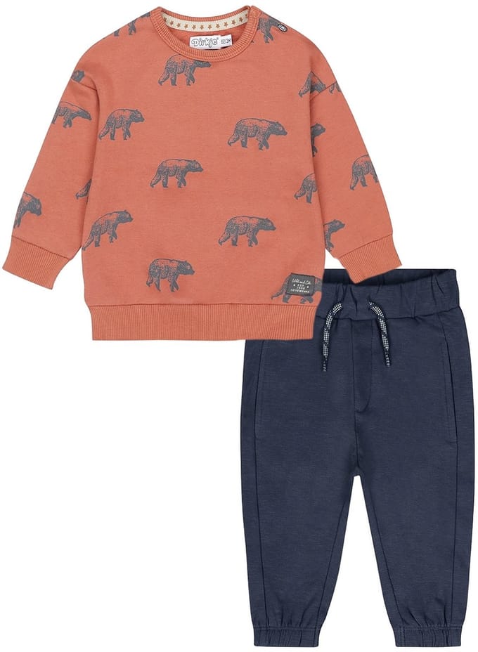 Dirkje - Kledingset - Jongens - Broek Navy - Truitje Rust met beren - Maat 86