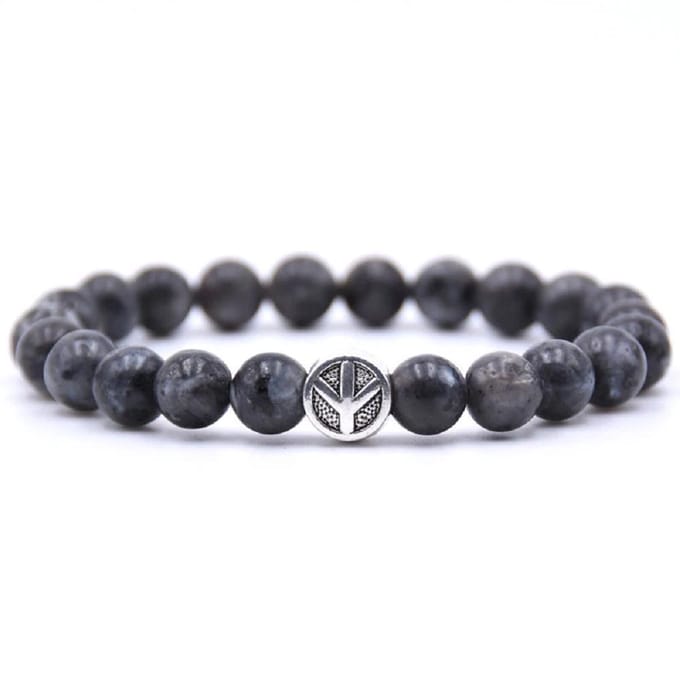 Mala Armband Van Natuursteen - Labradoriet Steen – Peace Symbool – 19 cm - Rhylane