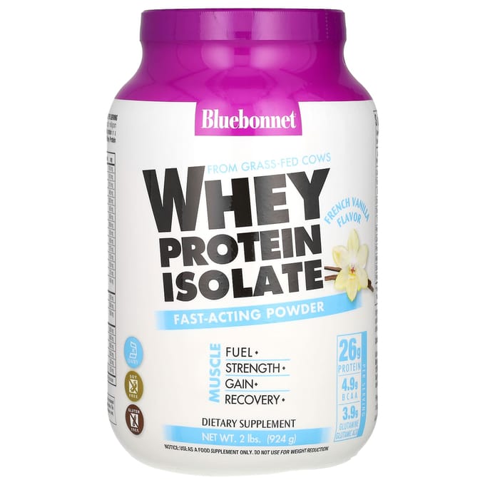 Bluebonnet Nutrition, Wei-eiwitisolaat, Franse Vanille, 2 lbs (924 g)