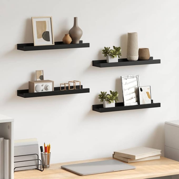 vidaXL - Wandschappen - 4 - st - 40x9x3 - cm - zwart