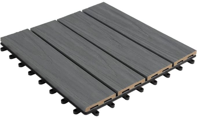 WPC Terrastegels 30x30 cm – Klassiek Grijs – 11-delig (1 m²)