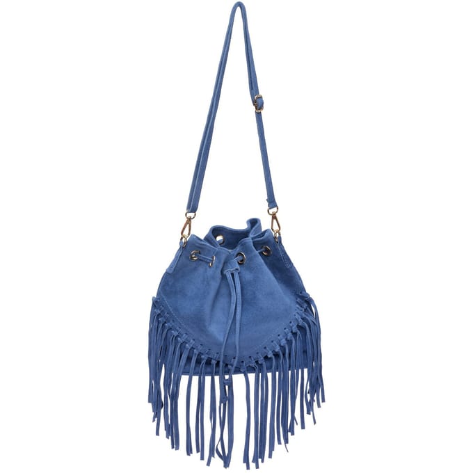 Roberta M Blauw Rundleer Tas