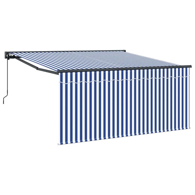vidaXL - Uitschuifbare - luifel - Blauw - en - Wit - 350 - x - 250 - cm