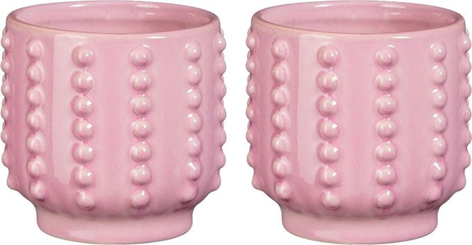 Mica Decorations Pot - 2x - boaz - gebobbeld - roze - 13 x 14 cm