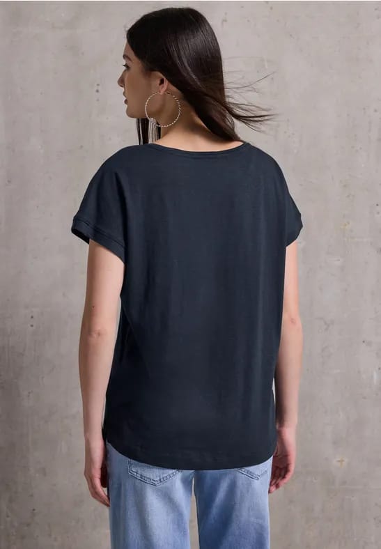 Basic shirt met V-hals