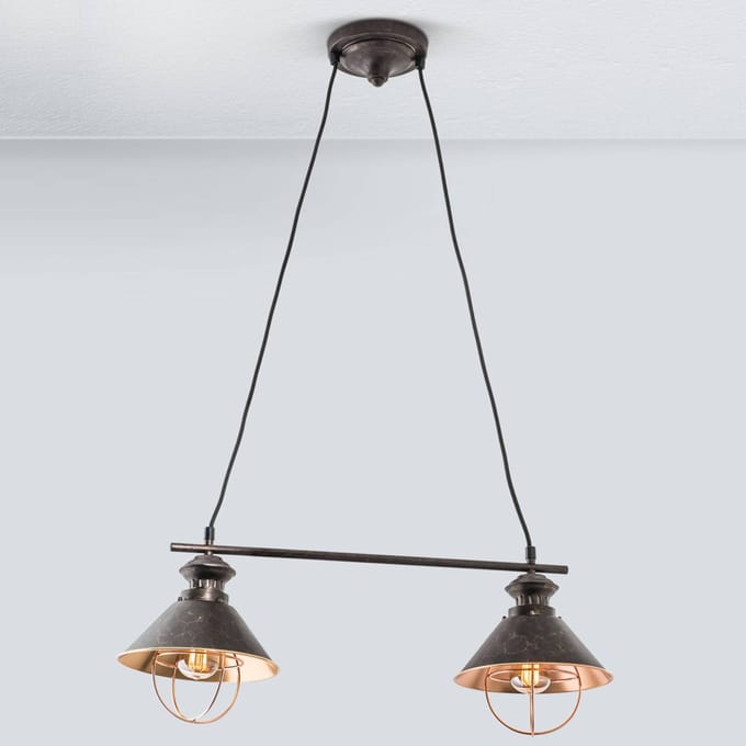 ORION Hanglamp Shanta met 2 lichtbronnen in zwart koper