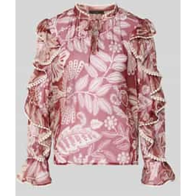 Blouse met mouwen met ruches en druppelvormige hals