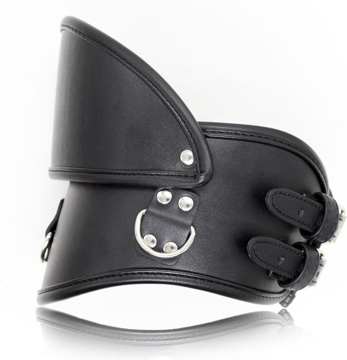 Banoch - Posture collar black extra - pu leer - zwart - bdsm