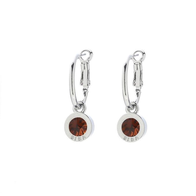 Biba Oorhangers Zilver met gekleurde steen Groot Smoked Topaz
