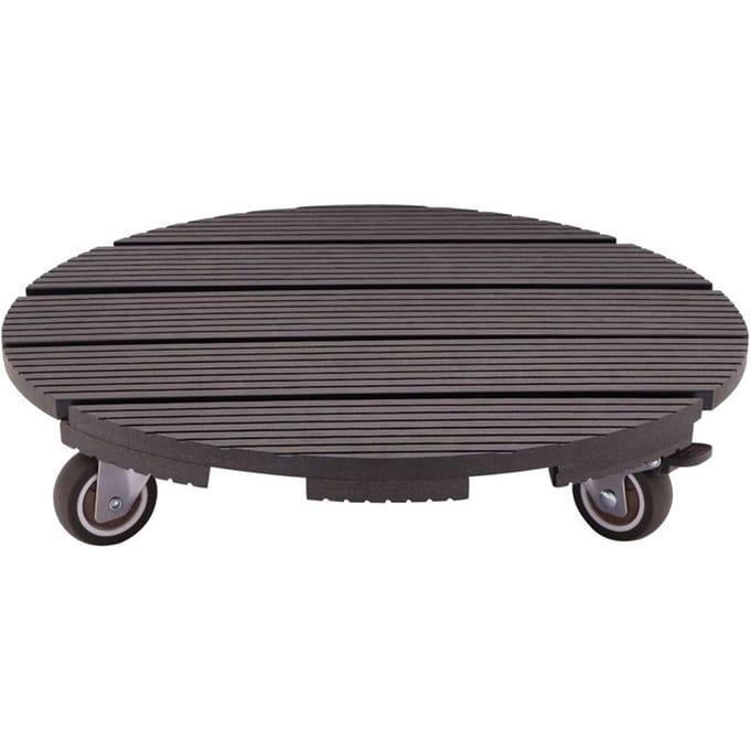 Support de pot a roulettes - NATURE - WPC - H8,6 x Ø38 cm - 4 roulettes - Anthracite