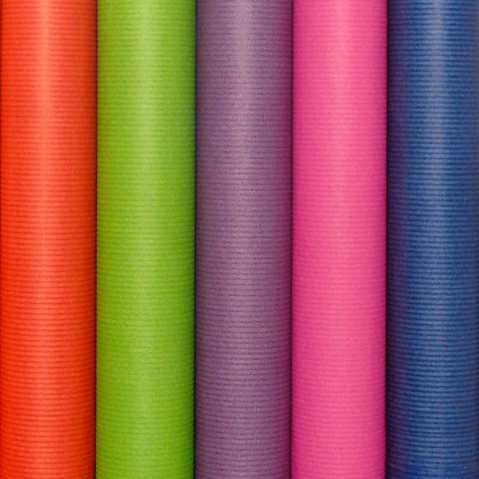 Benza cadeaupapier - Gekleurde kraft inpakpapier - 200 x 70 cm - 6 rollen