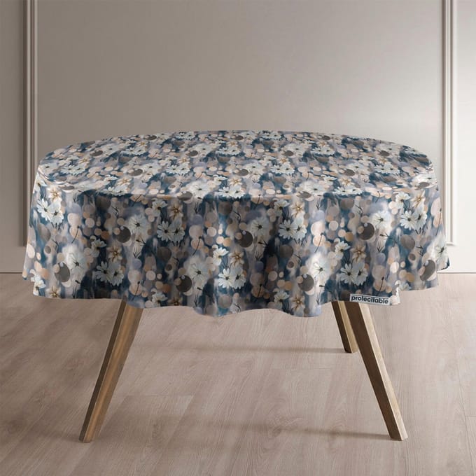 Protecttable - Rond Tafelzeil Bumble Bloem Ø138cm - Tafelkleed Afwasbaar - Kunststof