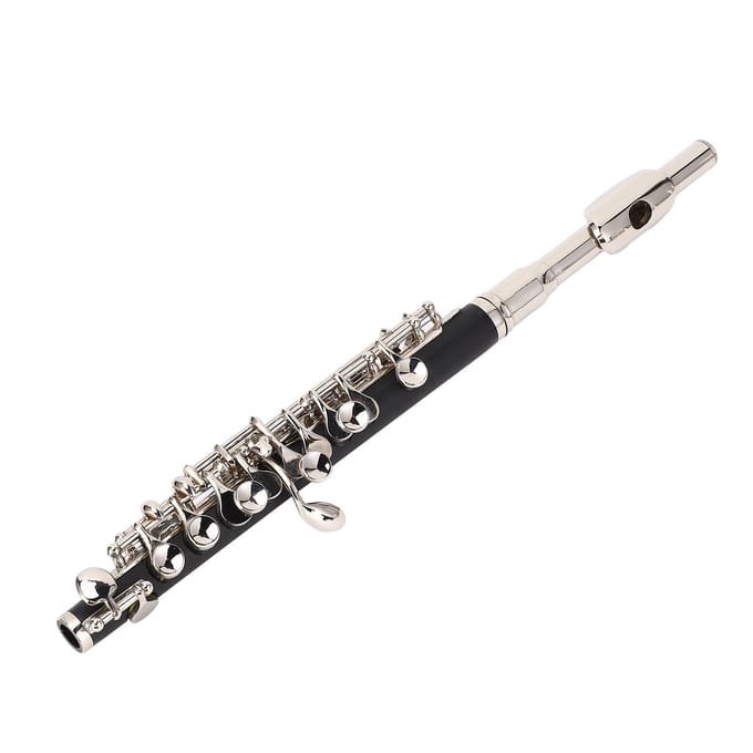 C Piccolo Fluit Instrument Toets C Student Schoolband Orkest voor Beginners met Schoonmaakkit Draagtas Stemstift black