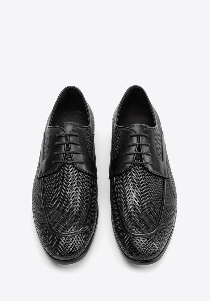 Wittchen - Heren Derby Schoenen - Zwart - Echt Leer - Vetersluiting