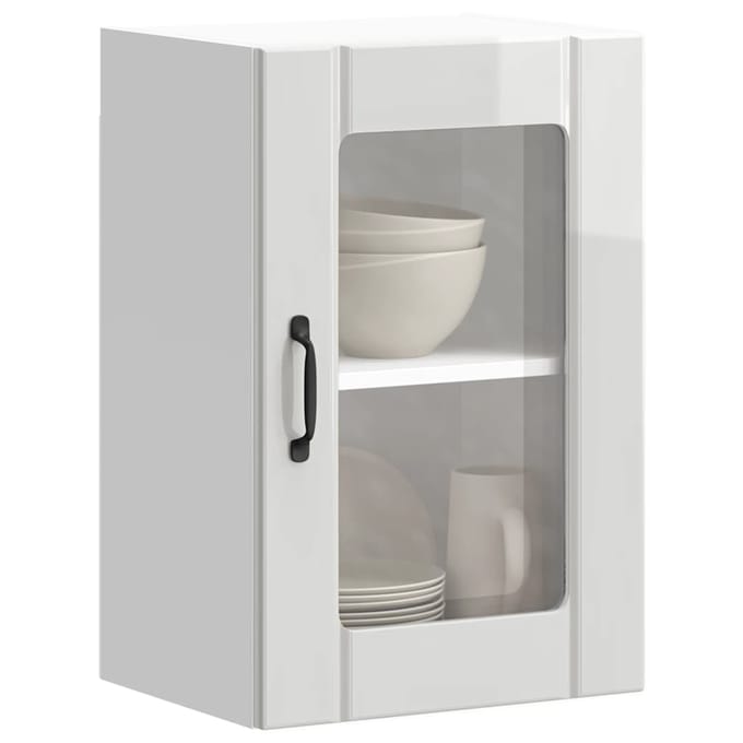 vidaXL - Keukenbovenkast - met - glazen - deur - Lucca - hoogglans - wit