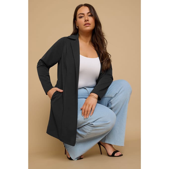 Yours Blazer Met Lange Pasvorm In Zwart Size 48