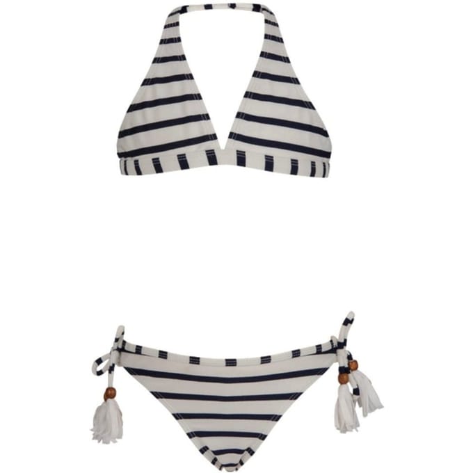 Snapper Rock UV werende Bikini Kinderen Streep - Maat 104-110 - Blauw/Wit