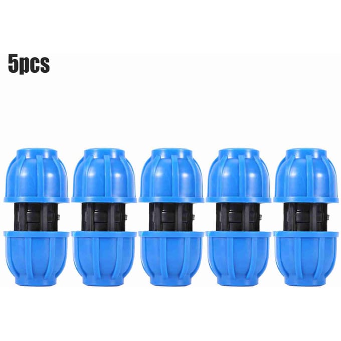 Raccord de tuyau d'eau droit en plastique PE de 20 mm à 20 mm, 5 pièces, adaptateur de connexion de tuyau blue