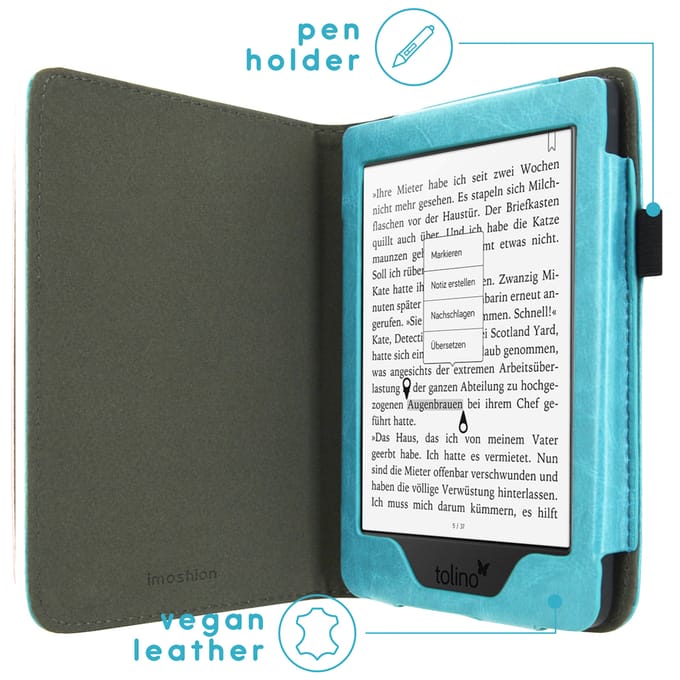 imoshion Vegan Leather Bookcase voor de Tolino Page 2 - Lichtblauw