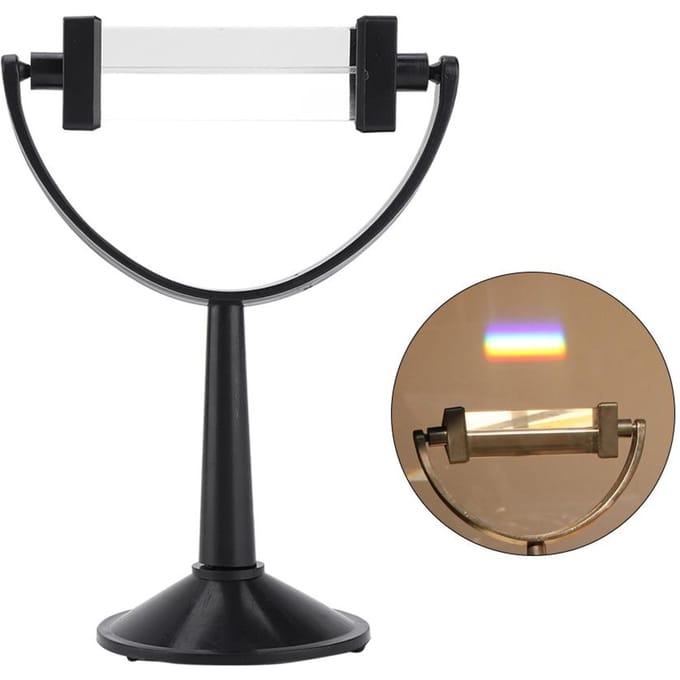 Prisme triangulaire en verre optique avec support Outil pédagogique de physique spectre lumineux