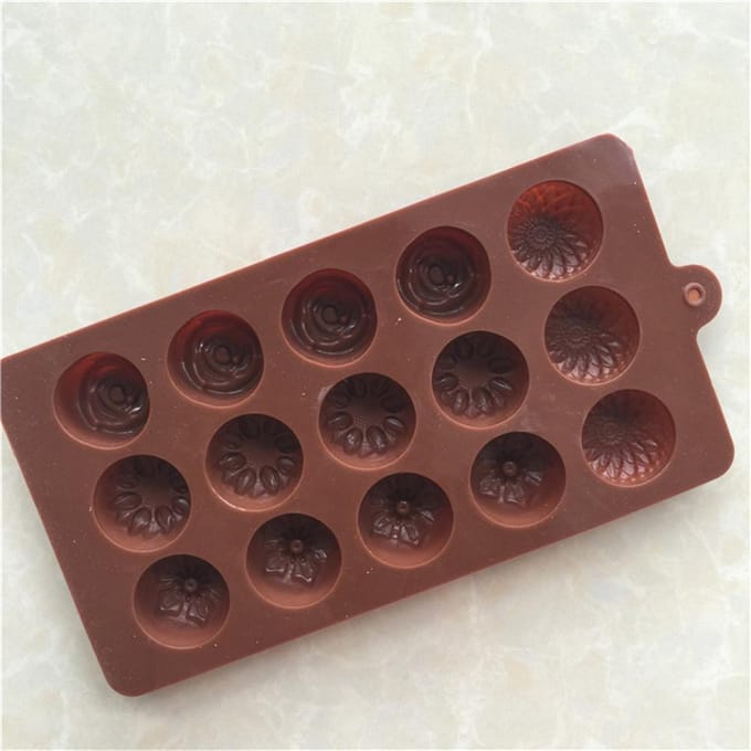 Moule à chocolat en silicone en forme de fleurs pour enfants, outils de complément alimentaire, moule à gâteau, moule à glaçons, moule à bougie, moule à gelée marron