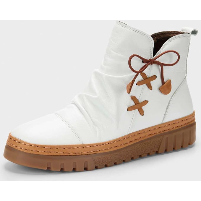 Laarsjes van leer met sierstrik - wit - Gr. 41 van Goldner Fashion