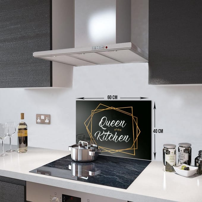 Queen of the Kitchen Tempered Glas Spatbescherming Voor Achter de Kookplaat 40cm x 60cm