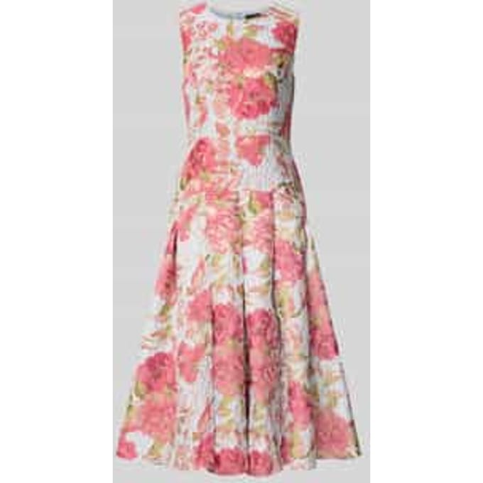 regular fit midi-jurk met florale all-over stitching