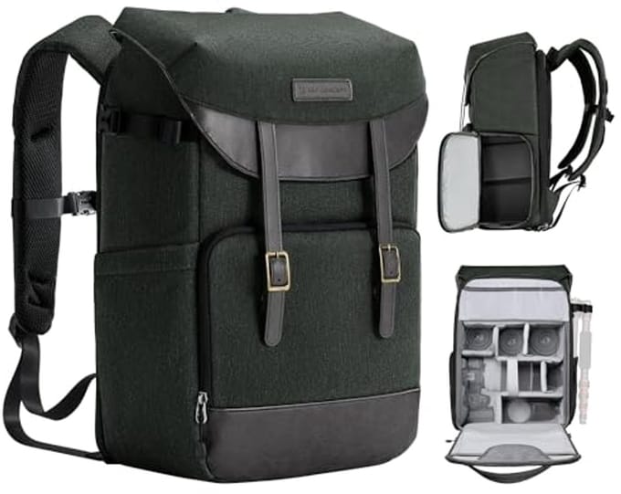Camera Backpack voor Fotografen - Multifunctionele Rugzak met Laptop Compartment en Regenhoes