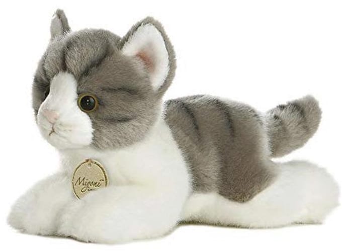 Tabby Kat Pluche Dier 20 cm – Grijs Wit Zacht Speelgoed voor Kinderen