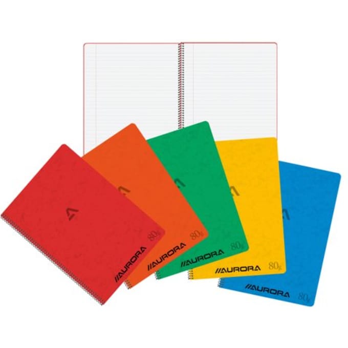 Schrift Aurora A4 lijn 120blz 80gr spiraal assorti