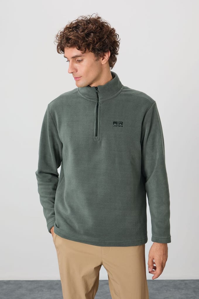Heren Pluche Half-Zip Sweatshirt