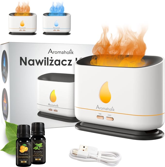 IGNIS - Aroma Diffuser & Luchtbevochtiger - Vlammen Effect LED - 200ml - USB-C - Zwart