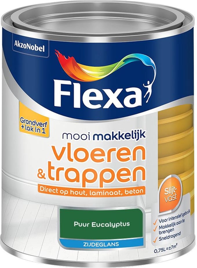 Flexa - Mooi Makkelijk Vloeren & Trappen Zijdeglans - Puur Eucalyptus - Mengverf - 750 Ml