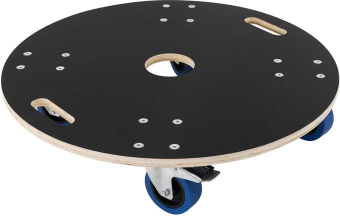 Meubeldolly rond Ø 67 cm van multiplex met parkeerrem Laadvermogen 800 kg
